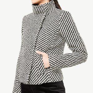 Ann Taylor Black and White Funnel Neck Coat - M